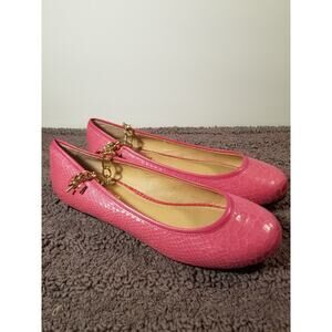 twiggy LONDON Vibrant Pink Loafers with Gold Accent